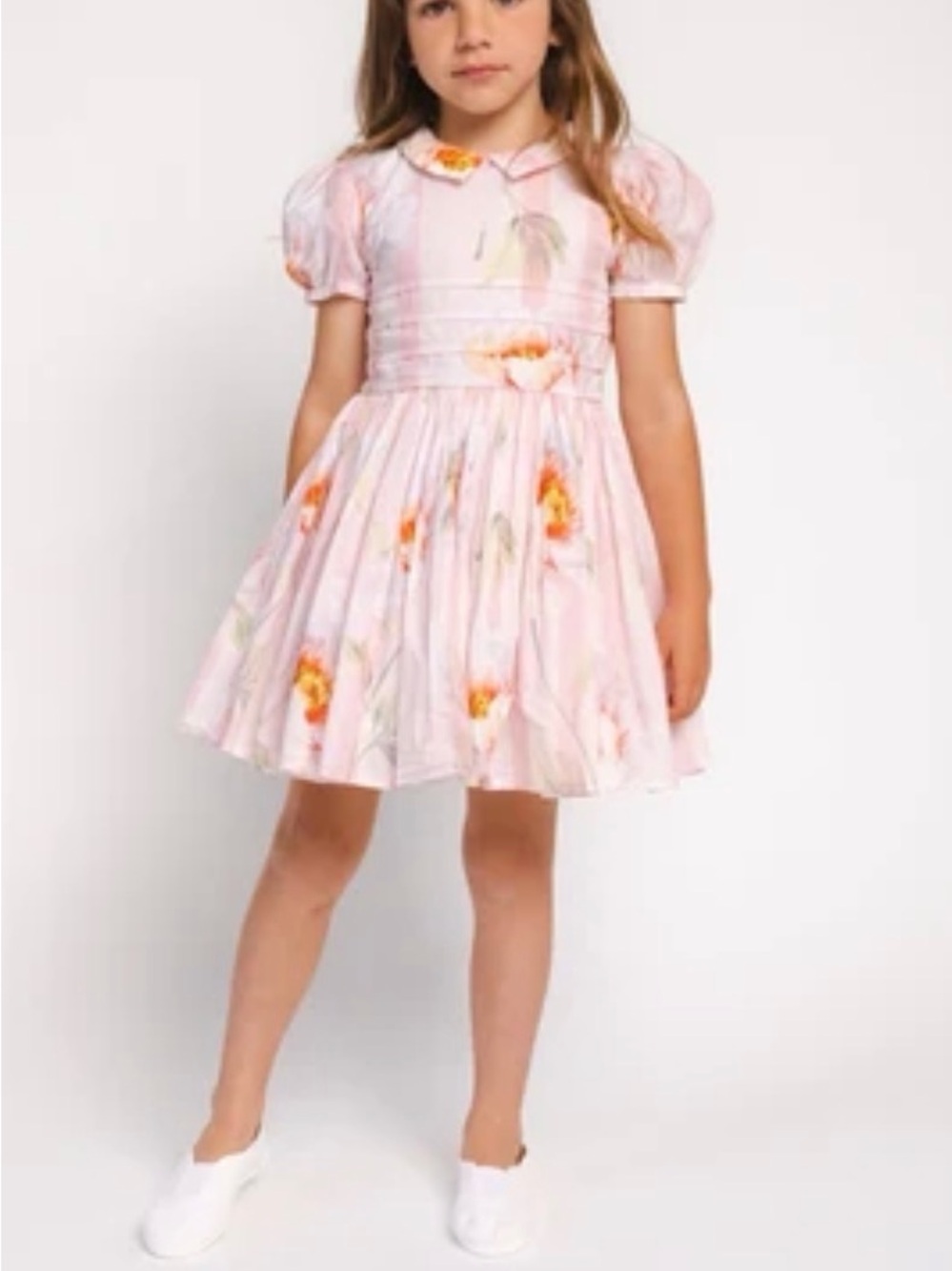 Morley Pink Floral Puff-Sleeve Fit-and-Flare Dress